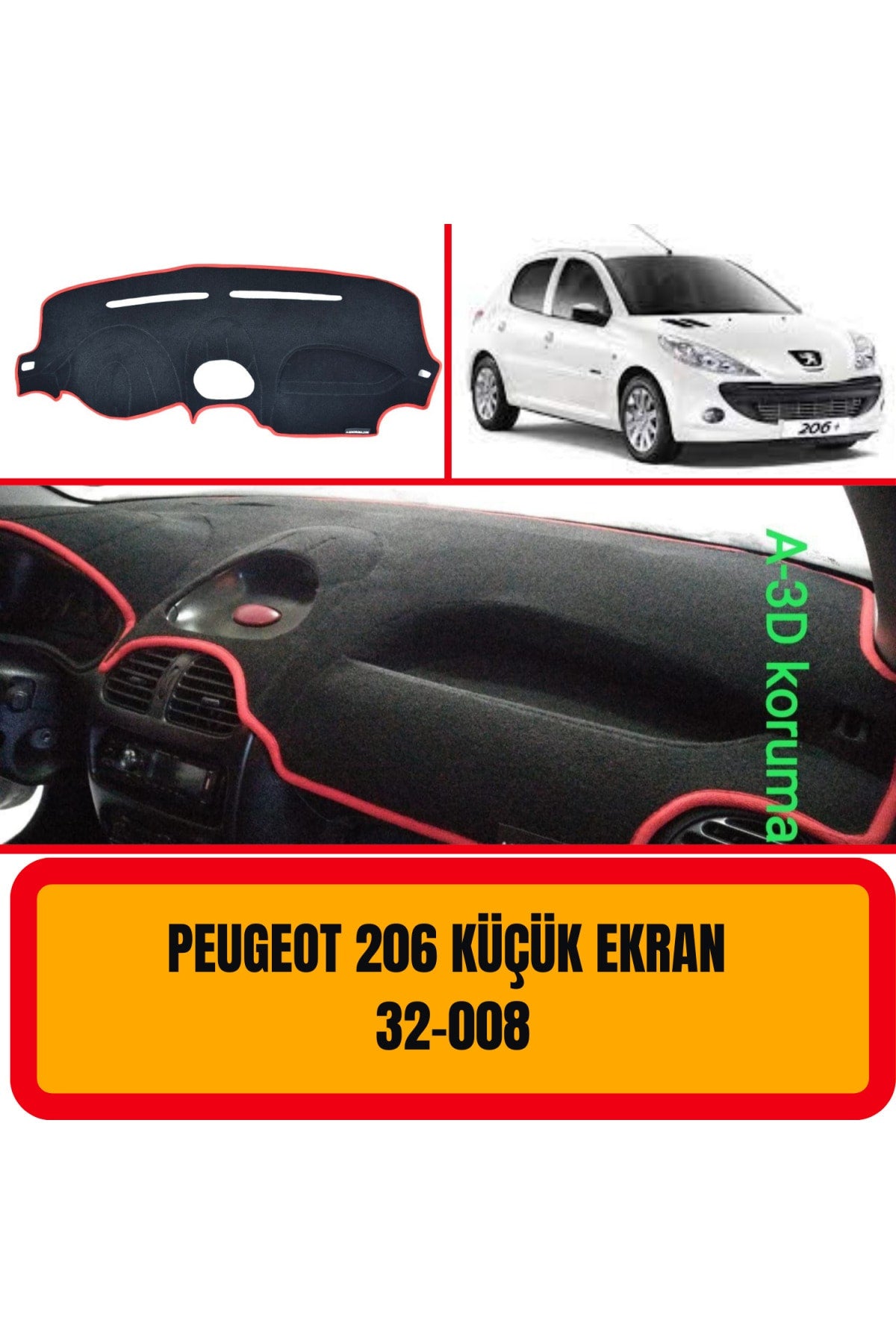 Peugeot 206 Küçük Ekranlı 3D Koruyucu Kılıf