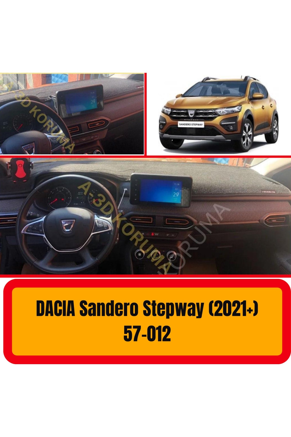 Dacıa Sandero Stepway 2021+ 3D Torpido Koruyucu