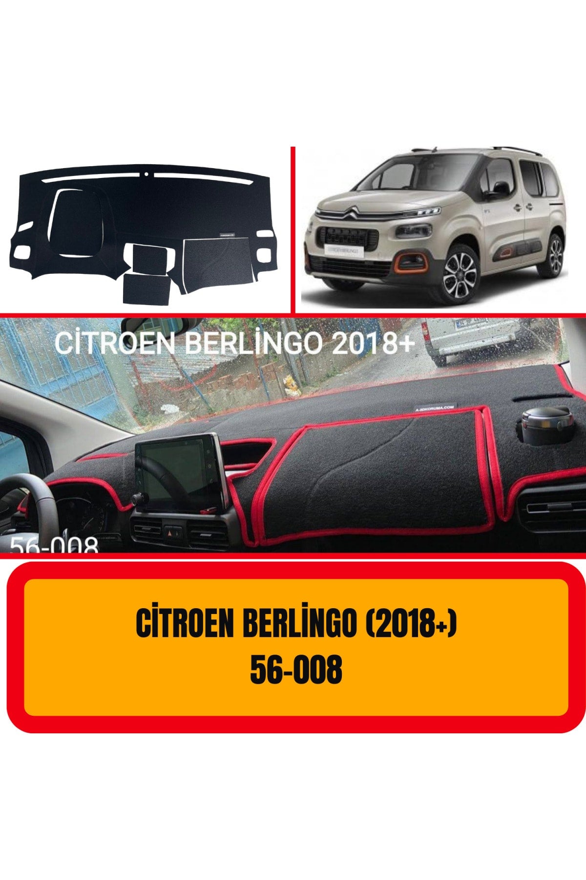 Citroen Berlingo 2018+ 3D Torpido Koruyucu Kılıf