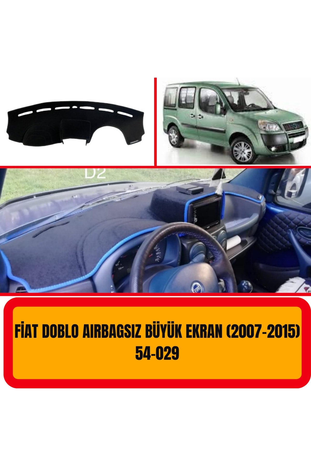 FİAT DOBLO DOUBLE EKRAN AİRBAGSIZ 3D Torpido Koruyucu