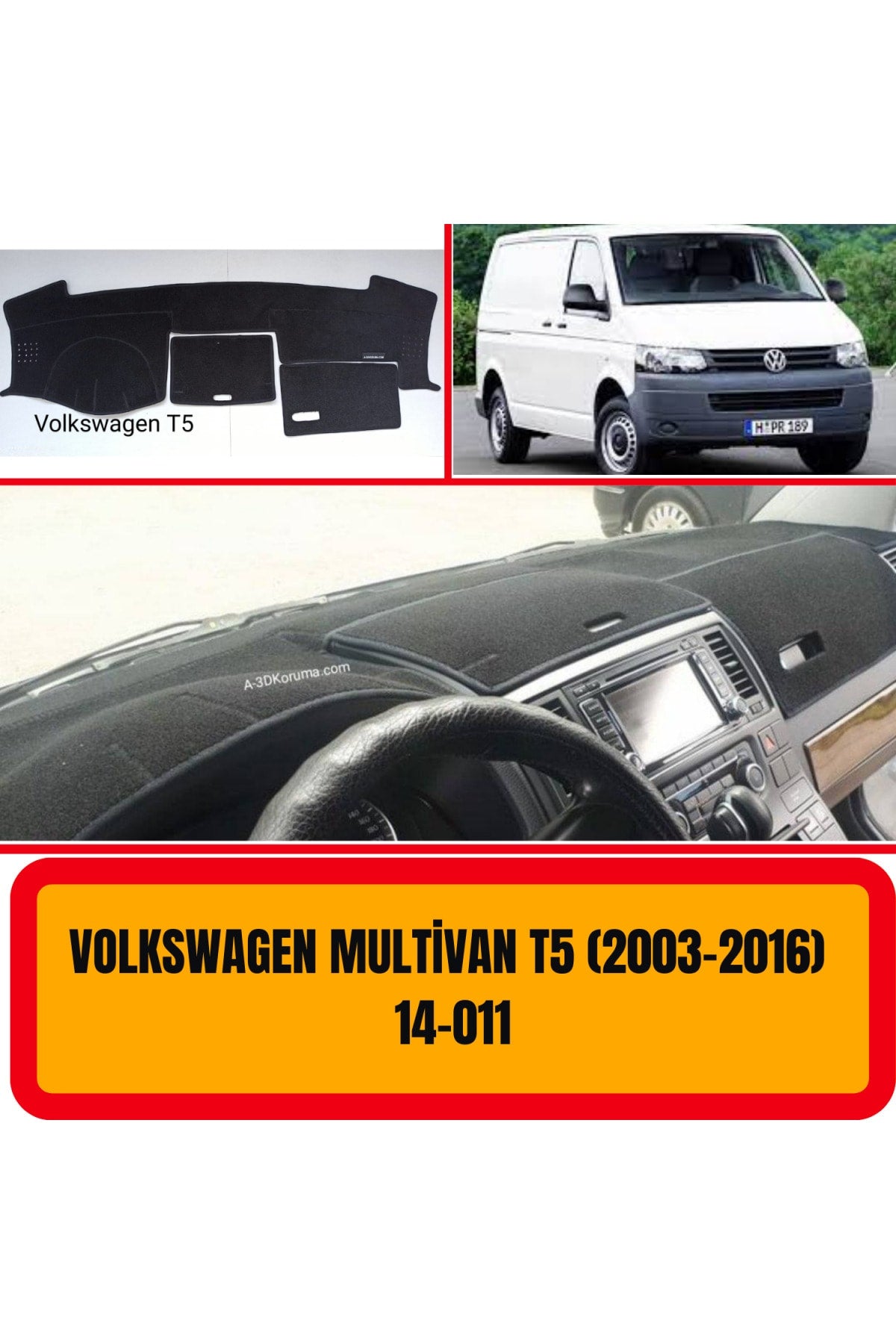 Volkswagen Transporter Uyumlu T5 2003-2016 3D Torpido Koruyucu