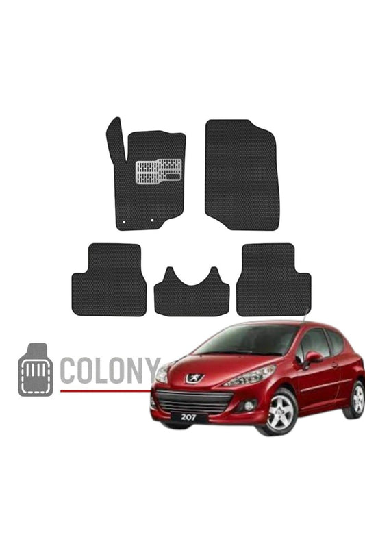 Peugeot 207 Htb 2006-2012 Uyumlu Hücreli Premium Eva Paspas Seti Tam Set Paspas Takımı Siyah