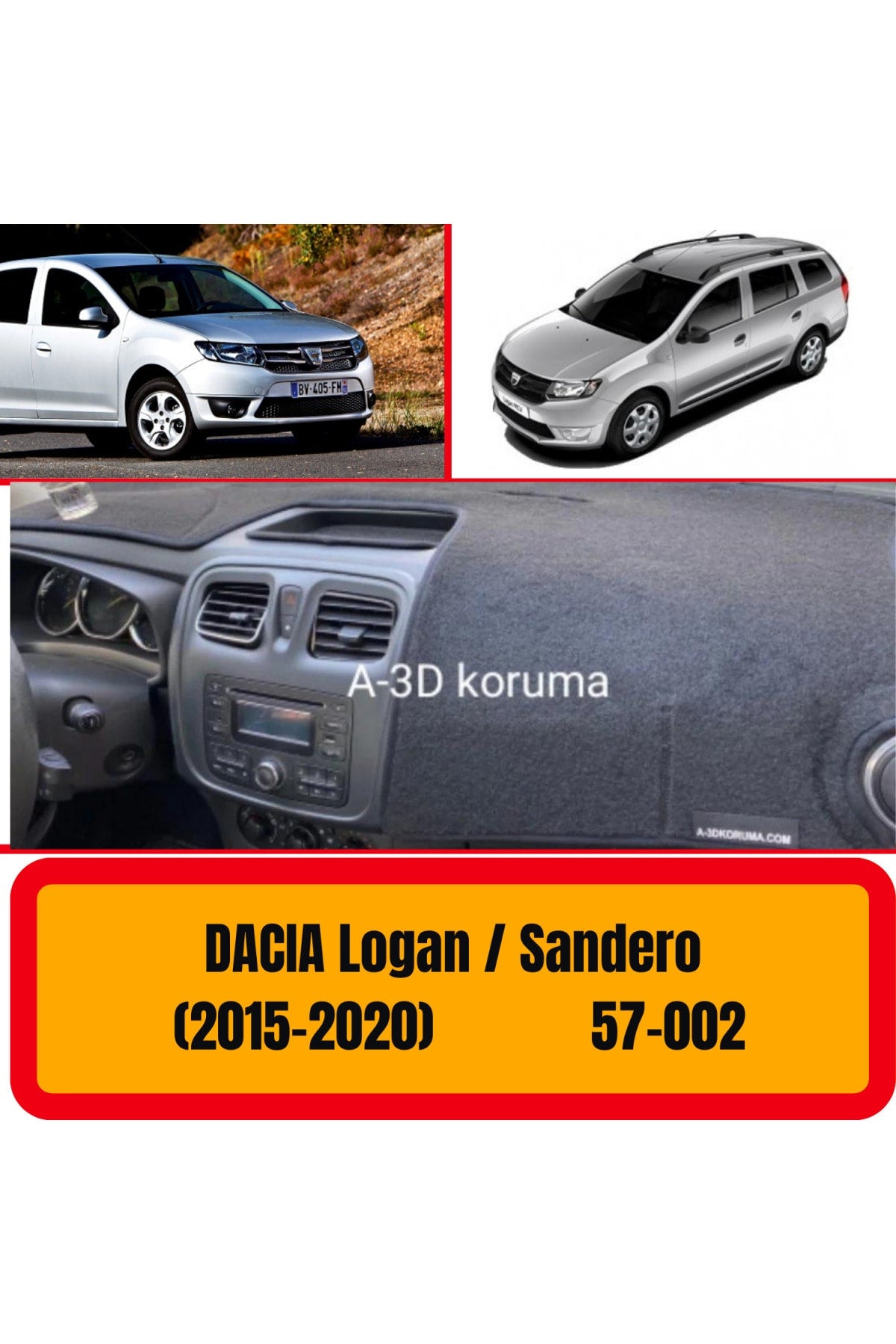 Dacıa Logan Sandero 2015-2020 3D Torpido Koruyucu