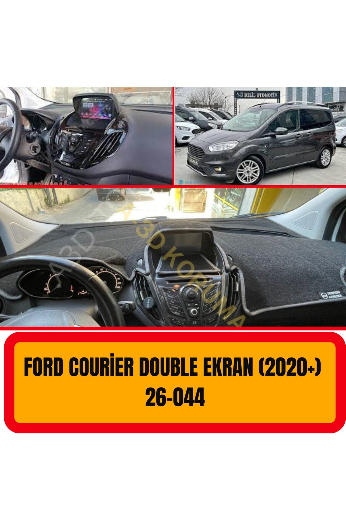 Ford Courier Double Ekran 2020+ 3D Torpido Koruyucu