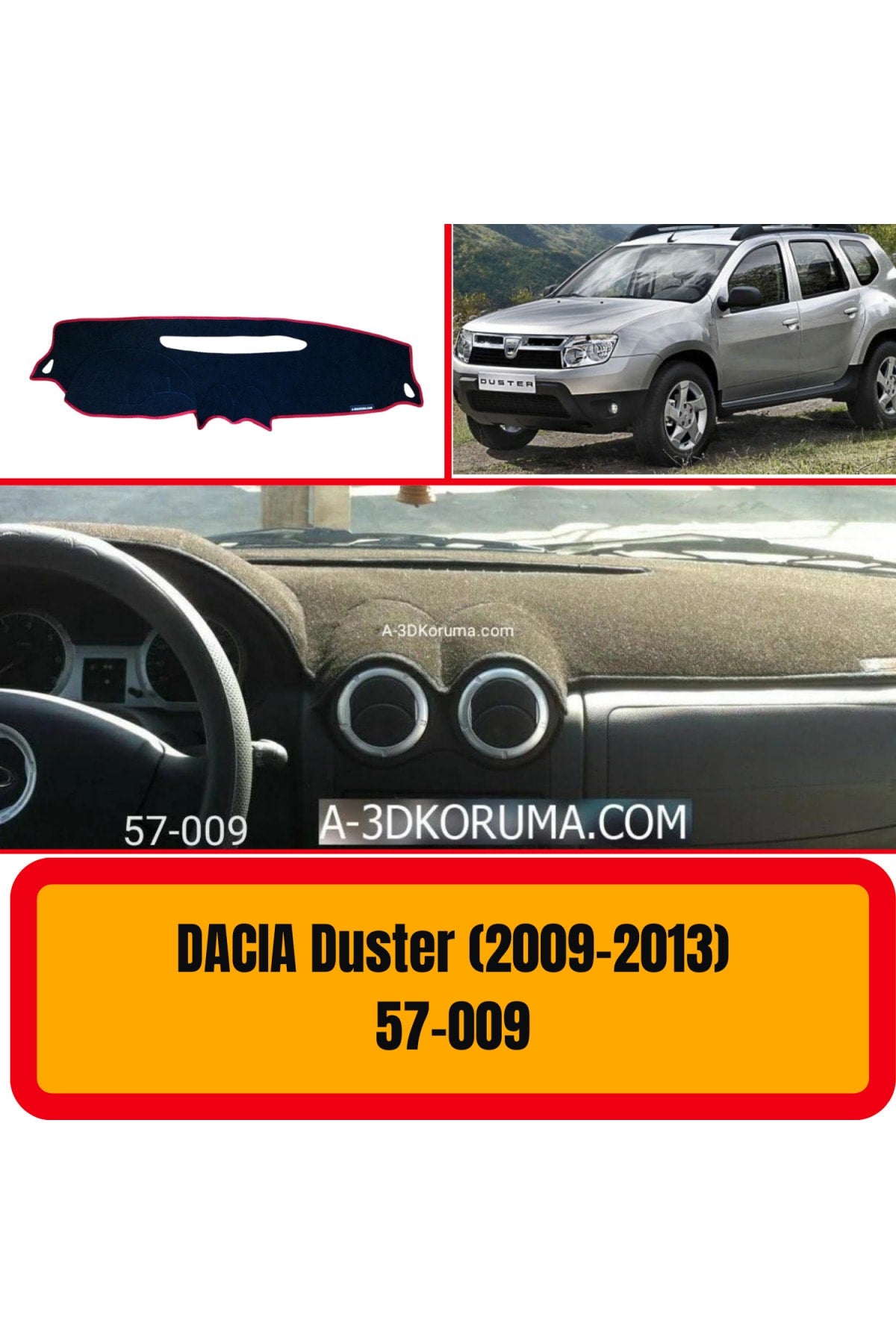 Dacia Duster 2009-2013 3D Torpido Koruyucu Kılıf