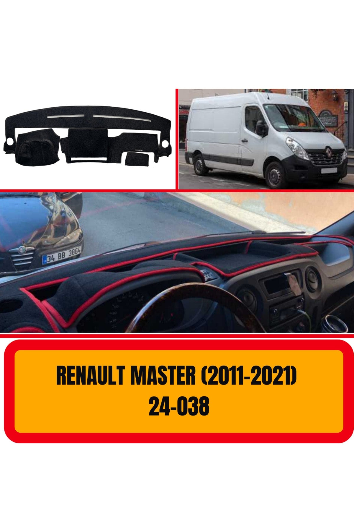 Renault Master 2011-2021 Ön Göğüs / Panel / Torpido Koruması - Kılıfı