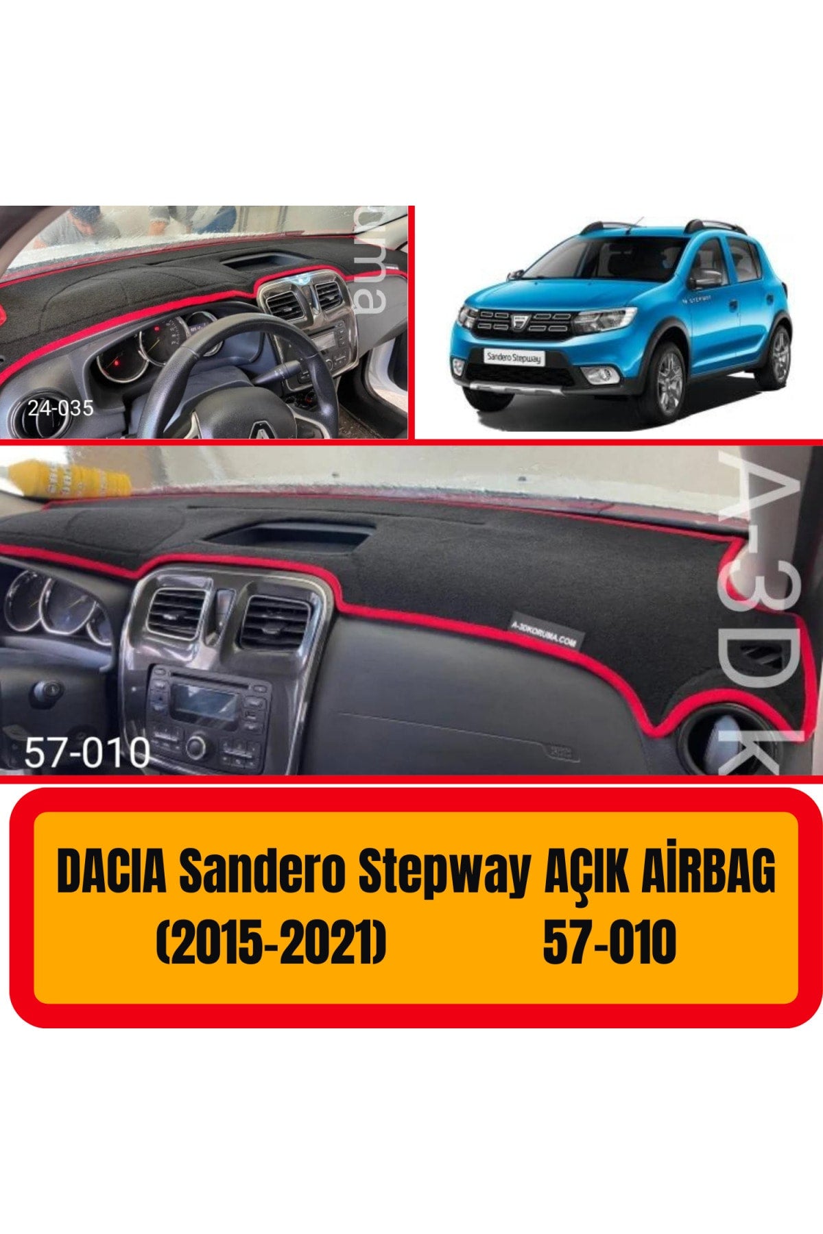 Dacia Sandero Stepway 2015-2021 3D Torpido Koruyucu