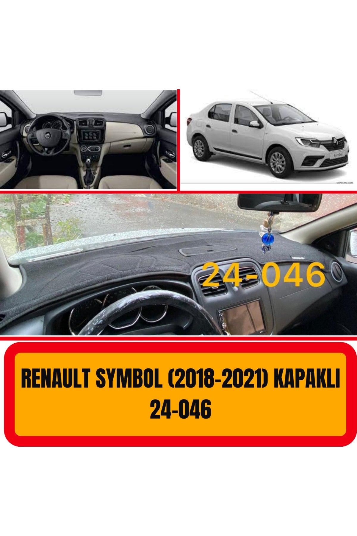 Renault Symbol (2018-2021) Kapaklı Ön Göğüs / Panel / Torpido Koruması - Kılıfı